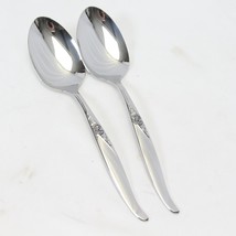 Oneida La Rose Serving Spoons 8 1/4&quot; Wm A Rogers Lot of 2 Stainless Barely Used - $35.27