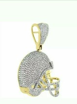 10K Oro Amarillo Chapado Imitación Diamante Fútbol Casco Colgante 1.40&quot; 2.90CT - £166.37 GBP