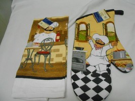 New Home Collection oven mitt &amp; Matching Towel Fat italian Chef Design ‍ - $5.88