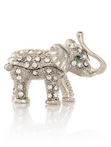 Keren Kopal Silver Elephant Hand made Trinket box Decorated &amp;Austrian Cr... - $32.50