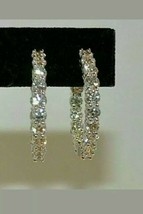 3Ct Round Brilliant Lab Created Diamond 14K White Gold Hoop Earrings - £50.05 GBP+