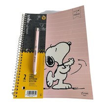 Peanuts Snoopy Yoobi Spiral Notebook with Ballpoint Pen Wide Ruled Sheet... - $383.50 MXN