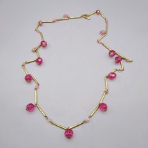 Vintage Sassy Chain Belt or Necklace with Toggle Clasp Faceted Pink Luci... - £30.82 GBP