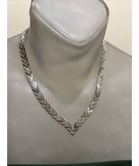 TJ 19 Mex 9 RICCIO MESH Necklace CHEVRON STERLING SILVER Vtg ITALY 17.5”... - €213,20 EUR