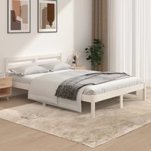 Bed Frame Solid Wood Pine 135x190 cm Double White - £64.69 GBP