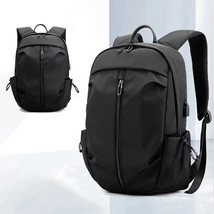 USB Backpack Men Nylon Waterproof Travel Bag New Simple Pure Color Backbag Light - £120.52 GBP