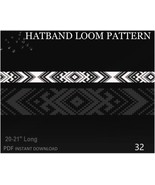 Beaded Hatband Loom Pattern No.32 - White Variant Loom Pattern - Band co... - $5.81 CAD