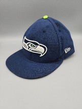 Seattle Seahawks New Era 59FIFTY NFL Blue Fitted Hat Cap Size 7 1/8&quot; - £5.49 GBP