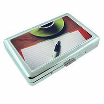 Coffee Writer Em1 Hip Silver Cigarette Case Id Holder Metal Wallet 4&quot; X ... - £6.24 GBP