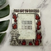Sixtrees Vintage Y2k Too Hot To Handle Picture Frame Devil Flames Silver Metal - £19.37 GBP