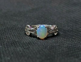 Ethiopian Opal Ring Natural Opal Band Silver Sterling Silver - £31.71 GBP