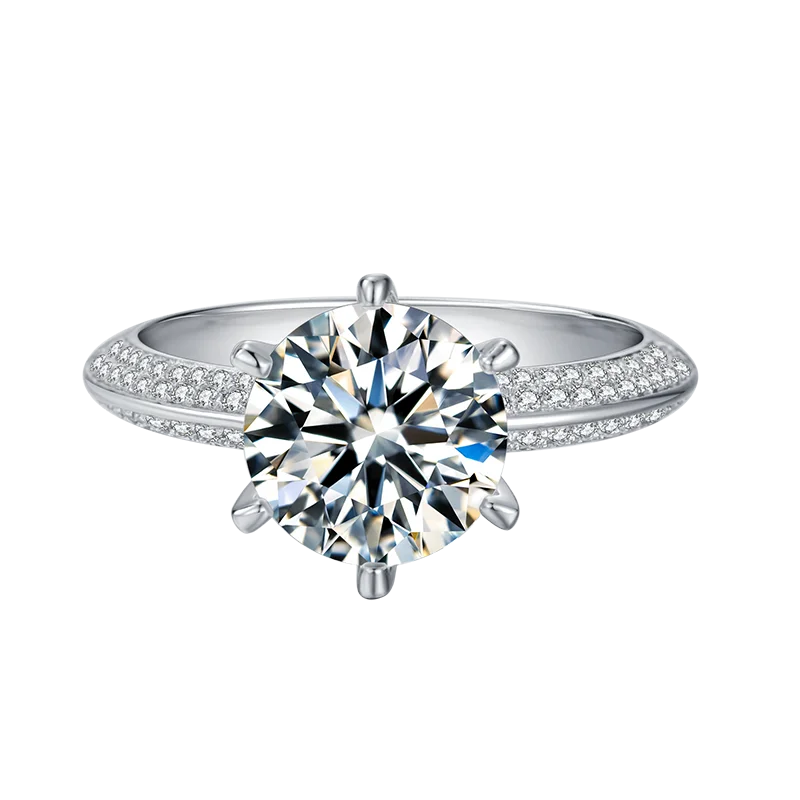 With Certificate 18K  White Gold Sterling Silver Ring 3.0ct Round Moissanite Dia - £122.00 GBP
