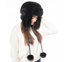 INC Embossed Faux-Fur Trapper Hat Black Faux Fur One Size NWT MSRP $58 - €19,45 EUR