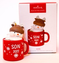Hallmark Son - Marshmellow Snowman and Hot Chocolate  Keepsake Ornament 2022 - £11.07 GBP