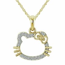 0.50 Carat Round Cut Diamond Women&#39;s Kitty Pendant 14k Yellow Gold Finish  - £67.21 GBP