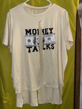 Money Talks T Shirt  Womens Graphic Crew Neck Short Sleeve Medium - $7.70