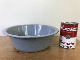 Vintage Antique Blue Gray Enamelware Graniteware Speckled Wash Bowl Dish 9&quot; - £31.26 GBP