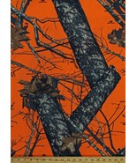Mossy Oak Camouflage Lightweight Hunter Orange 58&quot; Cotton Fabric by Yard... - £29.81 GBP