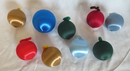 9 Vtg  Satin Christmas Ball Ornaments Unbreakable 2&quot; - £7.86 GBP