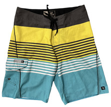 Rip Curl Boardshorts Surf Swim w/ Pocket Yellow Blue White Gray Striped Size 32 - £15.57 GBP