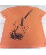 John Varvatos Star USA Men&#39;s Stone Wash Orange Broken Guitar Graphic T-S... - $37.98