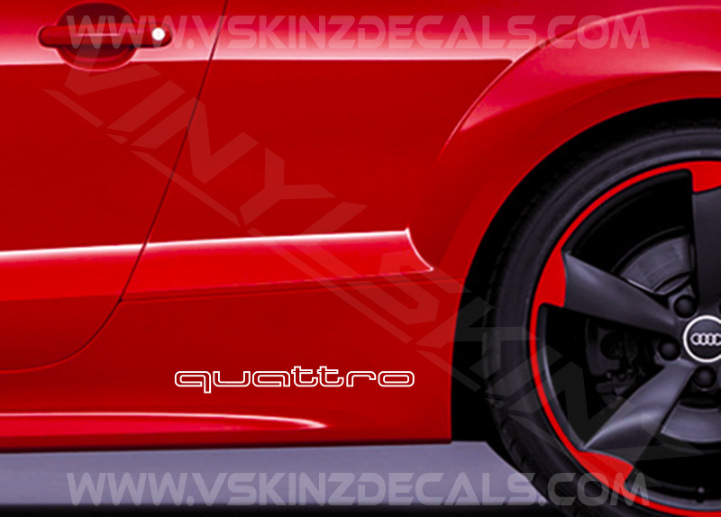 Audi Quattro Outline Premium Cast Skirt Decals Kit Stickers TT RS S3 S4 S-line