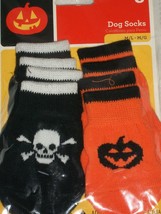 Halloween Dog Socks Costume Medium Large Med Lg Black Skulls Orange Pumpkin Set - £19.97 GBP