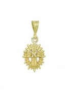 Cross with Pattern in Inside Pendant 14k Yellow Gold - £371.23 GBP