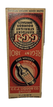 VTG C.C.J. Liquor Co. Kentucky Straight Bourbon Whiskey matchbook cover chigago - £3.15 GBP