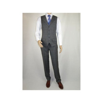 Men Apollo King 3pc Classic Suit A303 Gray white window pane 100% Wool image 8