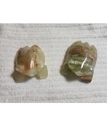 2 Genuine Polished Hand Carved Onyx Marble Stone Frog Figurine - $20.23 CAD