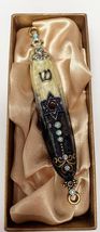 NEW JUUDAICA JEWELED MEZUZAH DARK BLUE AND CREAM  4" - $25.00