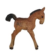 Vintage Wood Carved Foal Baby Horse Miniature Figurine Folk Art Two Toned - £23.94 GBP