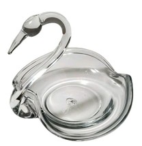 Candy  Bowl Glass Swan Trinket Catch All  Soap Dish Clear Figurine- Vintage - $14.92