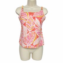 Island Escape Tankini Top 6 Orange Pink White Floral Padded Adjustable S... - $18.02