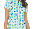NWT Ladies IBKUL Eloise Turquoise Multi Short Sleeve Mock Golf Shirt Siz... - £55.03 GBP