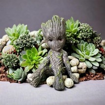 Grow In US Miniature Fairy Garden Sitting Groot Figurine PVC Statue Groot in for - £11.98 GBP