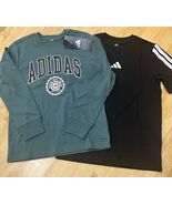 Med 10/12 Adidas Youth 2-pack Long Sleeve &amp; Short Sleeve Cotton Tee, Gre... - $436.18 MXN