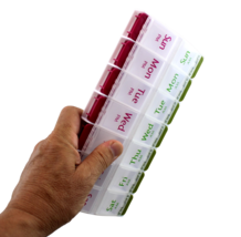 Jumbo Extra Large 8&quot; x 4.25&quot; Pill Organizer 7 Day 2 Times a Day Weekly Pill Box  - £7.77 GBP