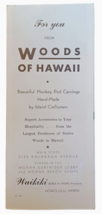 1957 Woods of Hawaii Monkey Pod Carvings brochure Waikiki Hawaii - $13.81