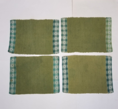 4 Woven Dinner Kitchen Placemats Sage Green Country Heart Rectangle Placemat Set - $5.94