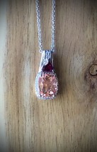 NEW 10x8mm Morganite Cushion Quartz, Rhodolite Garnet &amp; Zircon Necklace Platinum - £71.12 GBP