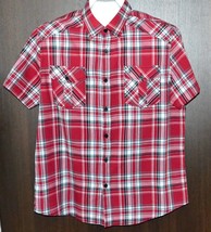Xios Men&#39;s Red White Plaid Button Down Cotton Size Shirt 2XL NEW - £15.96 GBP