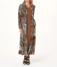 Attitude Renee Duster &amp; Sleeveless Maxi Dress Set- WILD CAT/BROWN, PETIT... - £23.38 GBP