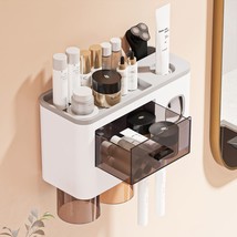 Toothbrush Holder with Toothpaste Dispenser-Multifunctional Wall Mounted Space-S - £31.27 GBP
