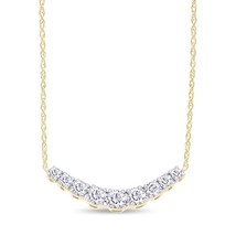 0.50CT Moissanite Rond Incurvé Pendentif Collier 14K Argent Plaqué or Jaune - £61.20 GBP