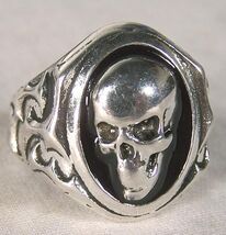 SIDE SKULL HEAD BIKER RING mens jewelry BR257 silver rings SKELETON BIKE... - $7.59