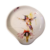 Dean Crouser Hummingbird Watercolor Glossy Stoneware Spoon Rest - £13.26 GBP