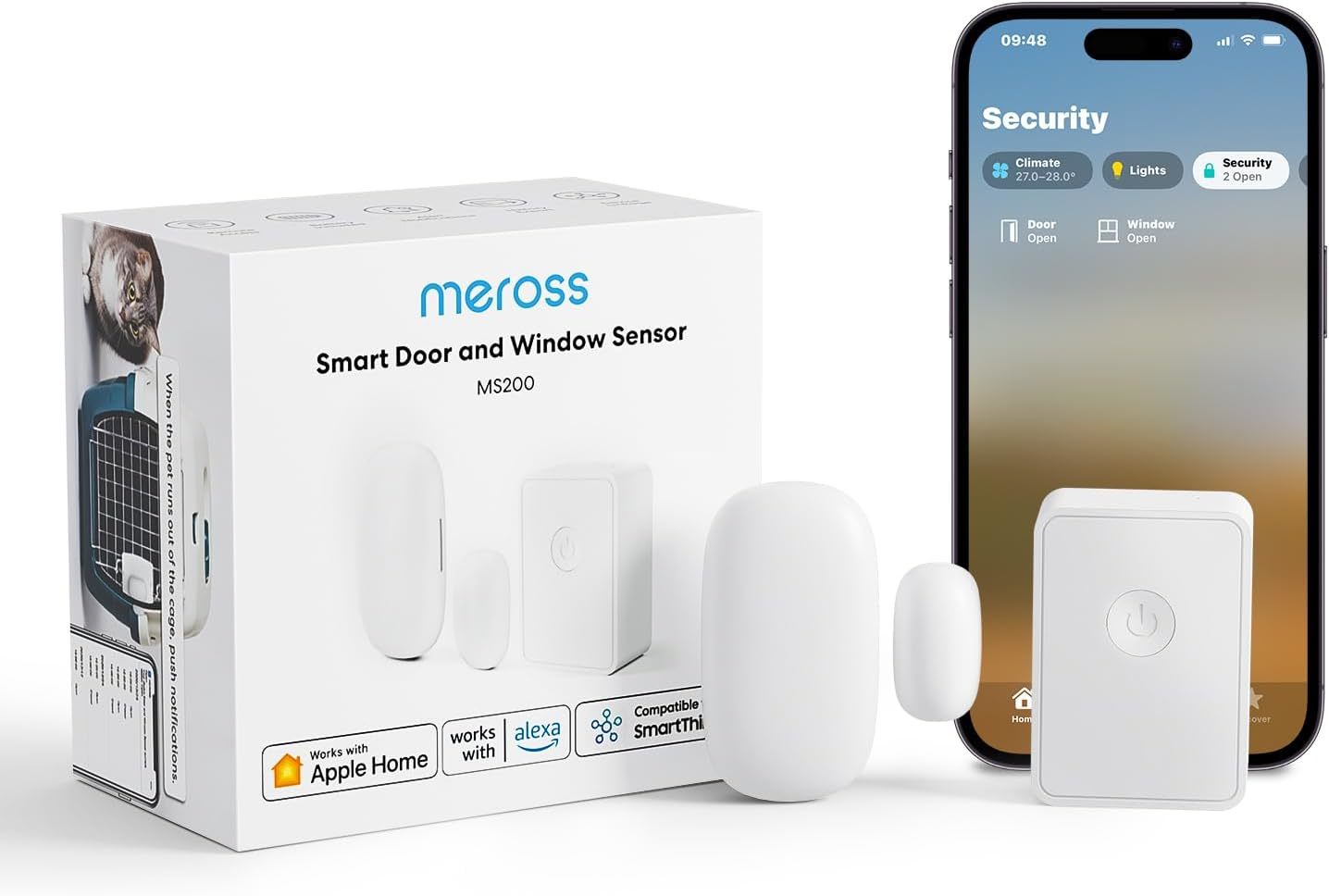Meross Smart Wifi Door &amp; Window Sensor Kit, Support Apple Homekit, Alexa, - $33.99