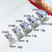 Earrings Classic Four-Claw Round Diamond Zircon Stud Earrings Women&#39;s Simple Sin - £7.98 GBP